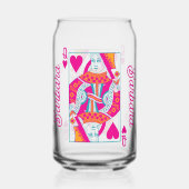 Roze Sinaasappel Blauw Queen of Hearts Custom Blikvorm Glas (Voorkant)
