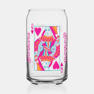Roze Sinaasappel Blauw Queen of Hearts Custom Blikvorm Glas