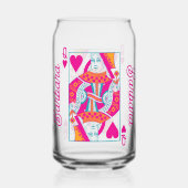 Roze Sinaasappel Blauw Queen of Hearts Custom Blikvorm Glas (Achterkant)