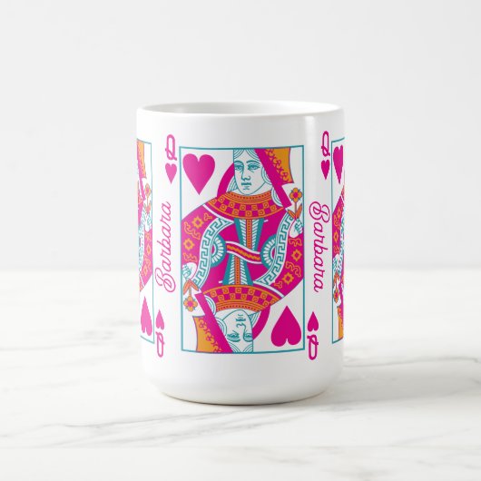 Roze Sinaasappel Blauw Queen of Hearts Custom Koffiemok (Center)