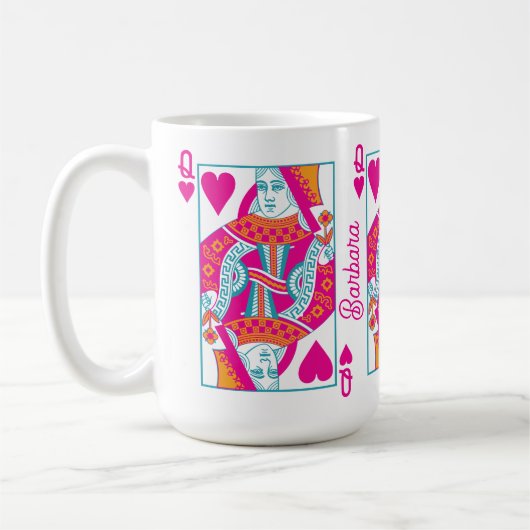 Roze Sinaasappel Blauw Queen of Hearts Custom Koffiemok (Links)