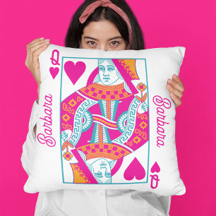 Roze Sinaasappel Blauw Queen of Hearts Custom Kussen