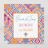 Roze Sinaasappel Blauwgroen Decoratieve Fan Save t (Voorkant / Achterkant)