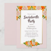 Roze Sinaasappel Bloemen Bachelorette Party Kaart (Voorkant / Achterkant)