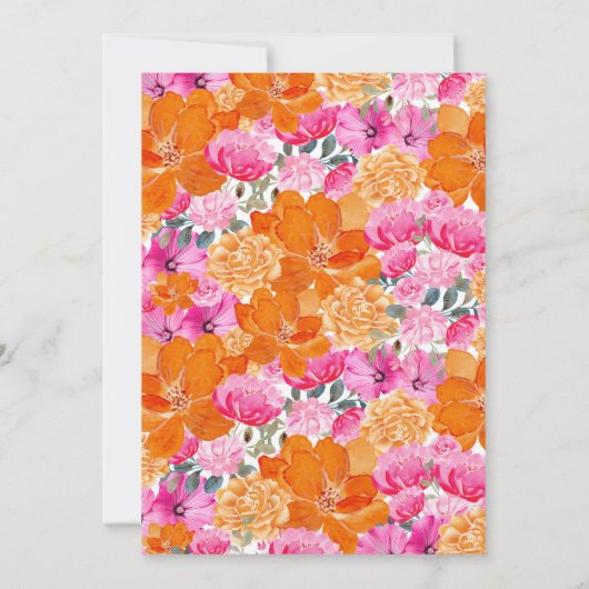 Roze & Sinaasappel Bloemen Bruiloft I Spy Hunt Gam Kaart (Achterkant)