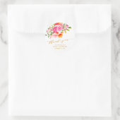 Roze Sinaasappel Bloemen Custom Baby shower Dank u Ronde Sticker (Tas)