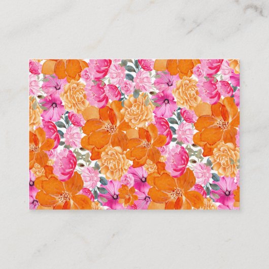 Roze Sinaasappel Bloemen Deel het Recept Vrijgezel Informatiekaartje (Achterkant)