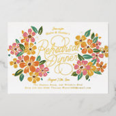 Roze Sinaasappel Bloemen Hand-Lettered repetitie D Folie Uitnodiging (Voorkant)