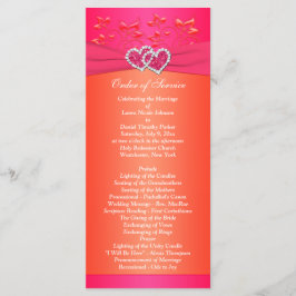 Roze Sinaasappel Bloemen, Harten Trouwprogramma 2 Programmakaart