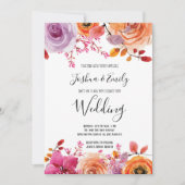 Roze Sinaasappel Bloemen Lente Herfst Huwelijk Kaart (Voorkant)