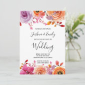 Roze Sinaasappel Bloemen Lente Herfst Huwelijk Kaart (Staand voorkant)