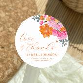 Roze & Sinaasappel Bloemen Liefde & Bedankt Afstud Ronde Sticker