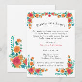 Roze Sinaasappel Bloemen Mexicaans Fiesta Baby sho Kaart (Voorkant / Achterkant)