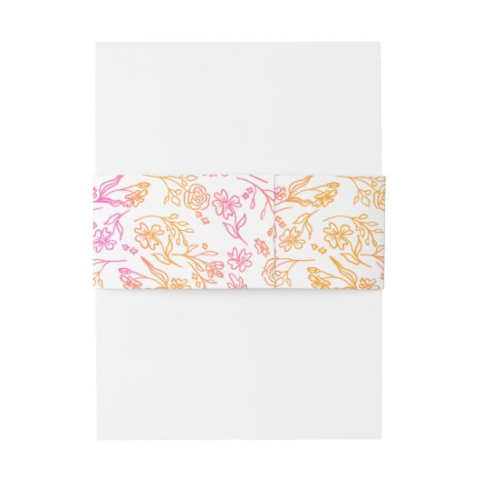 Roze Sinaasappel Bloemen Monogrammed Datum Bruilof Uitnodigingen Wikkel (Achterkant Voorbeeld)