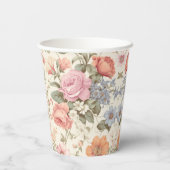 Roze Sinaasappel Bloemen Papier Cups Papieren Bekers (Achterkant)