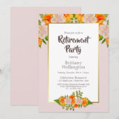 Roze Sinaasappel Bloemen Pensioen Partij Kaart (Voorkant / Achterkant)