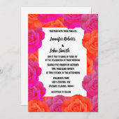 Roze Sinaasappel Bloemen QR Code Roos Patronen Wed Kaart (Voorkant / Achterkant)