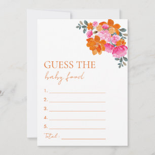 Roze Sinaasappel Bloemen Raad de Baby Food Shower  Kaart