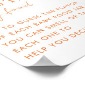 Roze Sinaasappel Bloemen Raad de Baby Food Shower  Poster (Hoek)