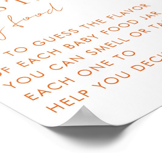 Roze Sinaasappel Bloemen Raad de Baby Food Shower  Poster (Hoek)