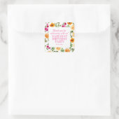 Roze Sinaasappel Bloemen Verjaardagsfeestje Favor Vierkante Sticker (Tas)