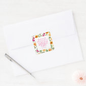 Roze Sinaasappel Bloemen Verjaardagsfeestje Favor Vierkante Sticker (Envelop)