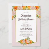 Roze Sinaasappel Bloemen Verrassing 21ste Verjaard Kaart (Voorkant)