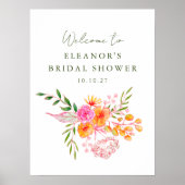 Roze Sinaasappel Bloemen Vrijgezellenfeest Welkoms Poster (Voorkant)