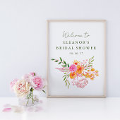 Roze Sinaasappel Bloemen Vrijgezellenfeest Welkoms Poster
