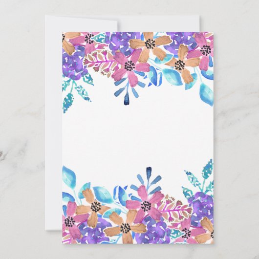 Roze Sinaasappel Bloemen Waterverf Meisje Verjaard Kaart (Achterkant)