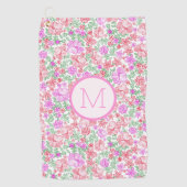 Roze Sinaasappel Bloemige Preppy Aangepaste Initië Golfhanddoek (Voorkant)