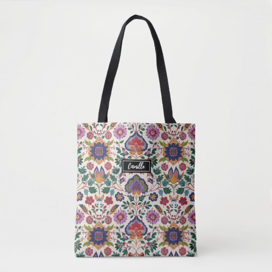 roze Sinaasappel bloemmotief huisje Tote Bag (Voorkant)