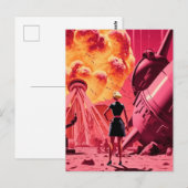 Roze Sinaasappel bommen rook  cartoon Briefkaart (Voorkant / Achterkant)