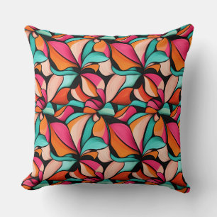 Roze, Sinaasappel & Bord Jade Floral Design Kussen