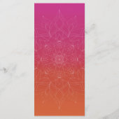 Roze & Sinaasappel Bright Ombre Mandala bruiloft Menu (Achterkant)