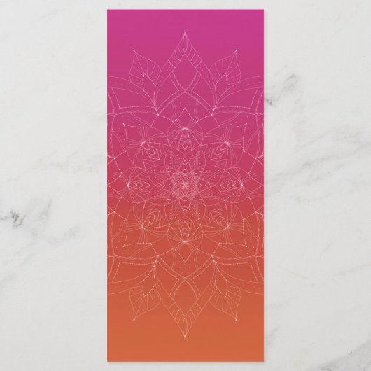 Roze & Sinaasappel Bright Ombre Mandala bruiloft Menu (Achterkant)