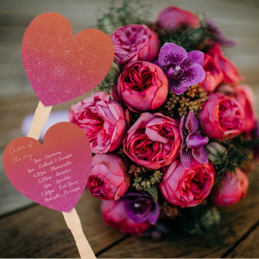 Roze & Sinaasappel Bright Ombre Mandala Huwelijksp Handwaaier