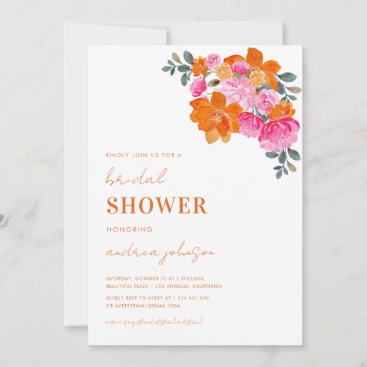 Roze & Sinaasappel Bright Summer Garden Vrijgezell Kaart (Voorkant)