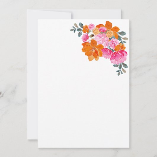 Roze & Sinaasappel Bright Summer Garden Vrijgezell Kaart (Achterkant)