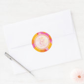 Roze Sinaasappel Bubbly Mod Stippen Zomer Bruiloft Ronde Sticker (Envelop)