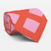Roze Sinaasappel Checker Patterns Kleurrijke Gift  Stropdas (Opgerold)