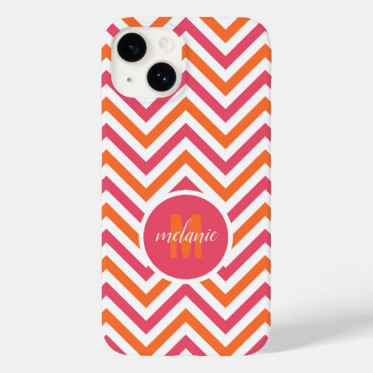 Roze Sinaasappel Chevron Custom Case-Mate iPhone Case (Achterkant)