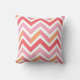 Roze Sinaasappel Chevron Geometrisch Modern Summer Kussen