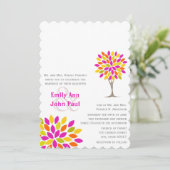 Roze Sinaasappel Citroengroen Rustieke Boom Bloem  Kaart (Staand voorkant)