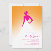 Roze & Sinaasappel Couture Bruidsjurk Vrijgezellen Kaart (Voorkant)