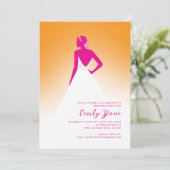 Roze & Sinaasappel Couture Bruidsjurk Vrijgezellen Kaart (Staand voorkant)