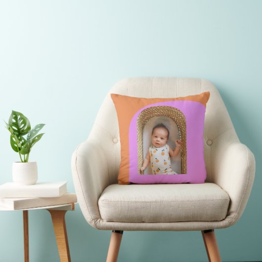 Roze Sinaasappel Custom Baby Photo Nursery Keepsak Kussen (Stoel)
