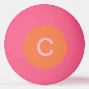 Roze Sinaasappel Custom Color Monogram Initiaal Mo Pingpongbal