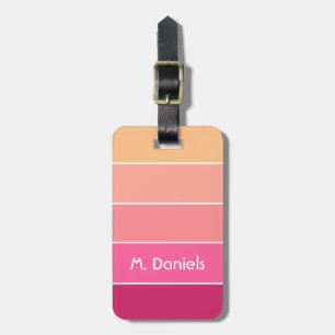 roze sinaasappel Custom Summer Color Block Stripes Bagagelabel