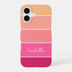 roze sinaasappel Custom Summer Color Block Stripes iPhone 16 Hoesje